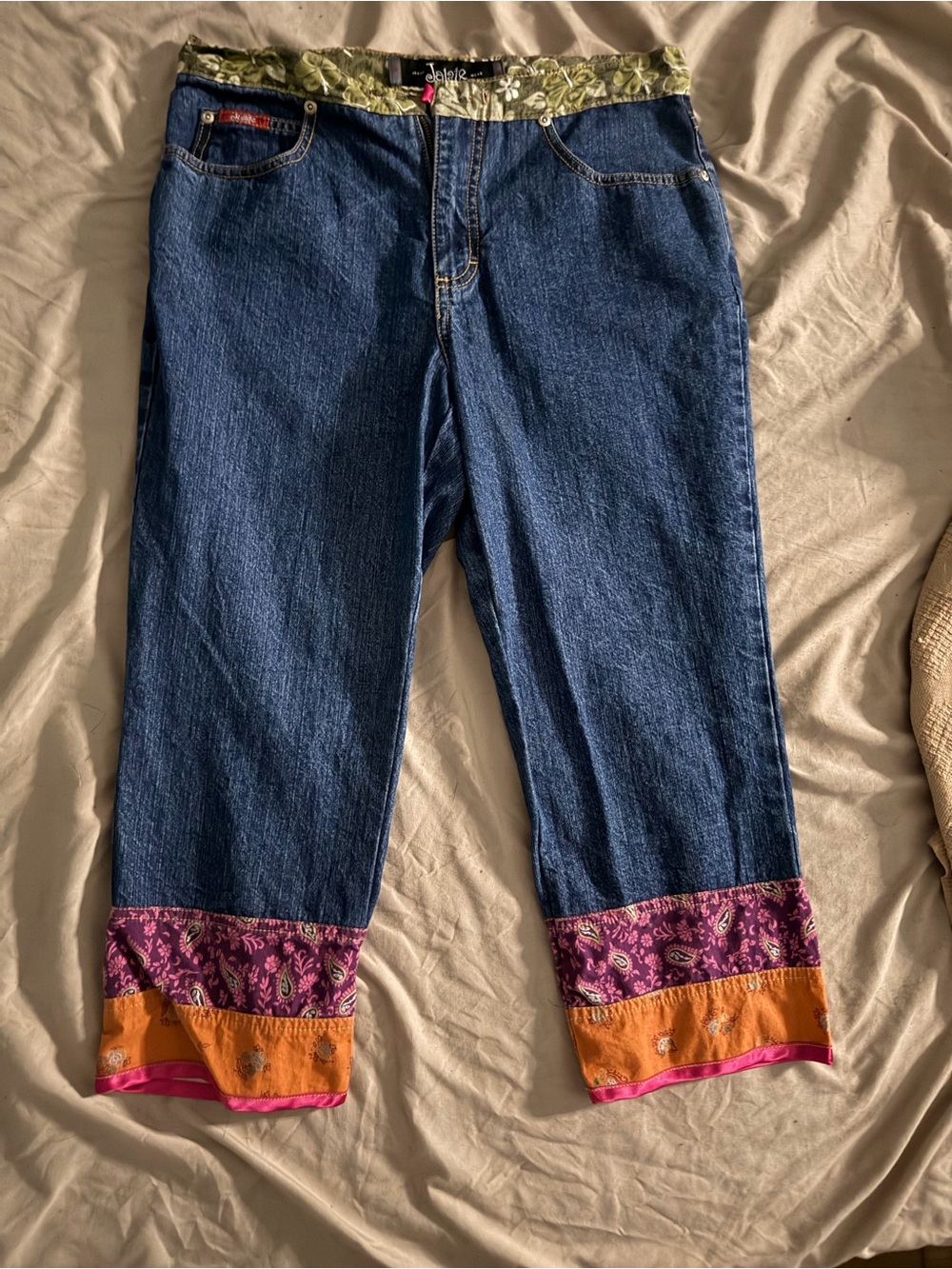 Jalate Jeans with Green Floral Waistband